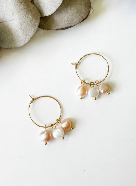 Seashell Pearl Hoops